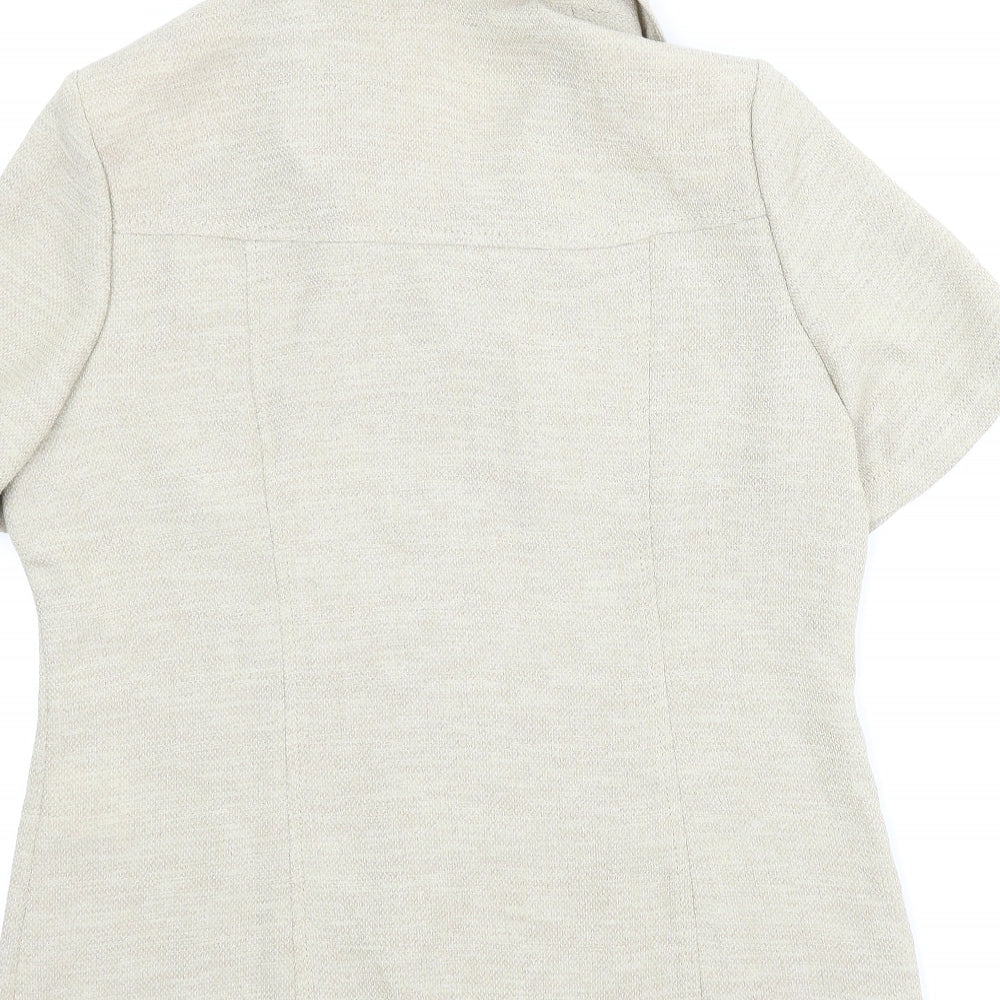Preworn Womens Beige Basic Button-Up Size 10