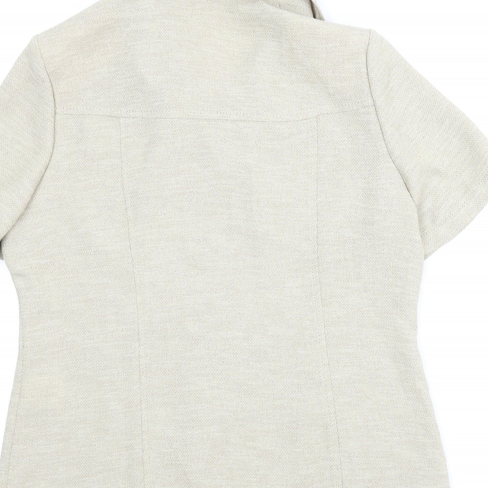 Brand and care label for Preworn women’s beige basic button-up, size UK 10