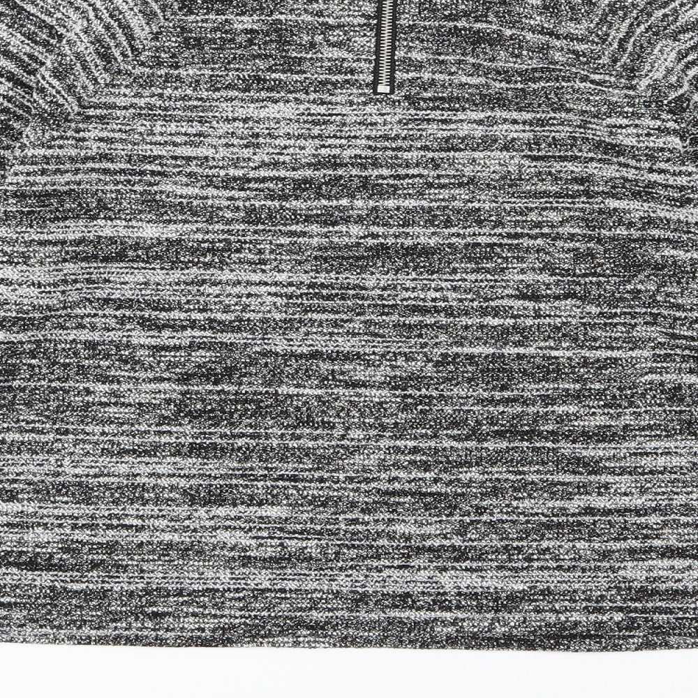 Marks & Spencer Womens Black Striped Knit Pullover Jumper Size 14