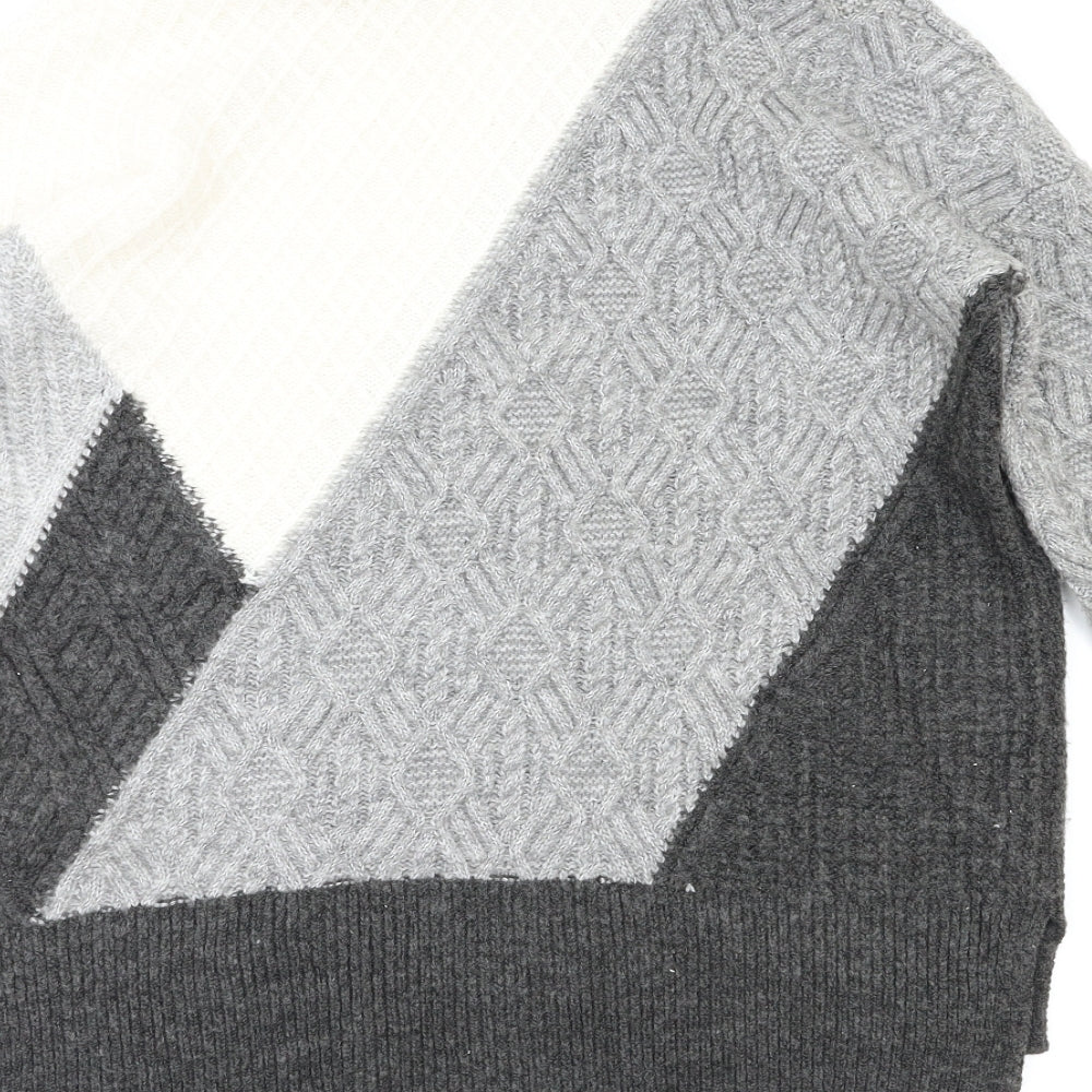 Max Studio Womens Grey Houndstooth Pullover Hoodie Size M