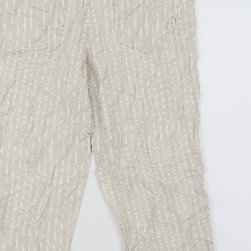 Marks and Spencer Womens Ivory Striped Trousers Size 12 L20 in