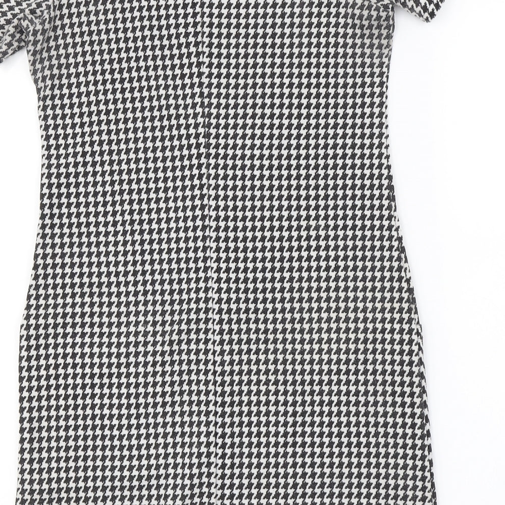 New Look Womens Black Check A-Line Size 8