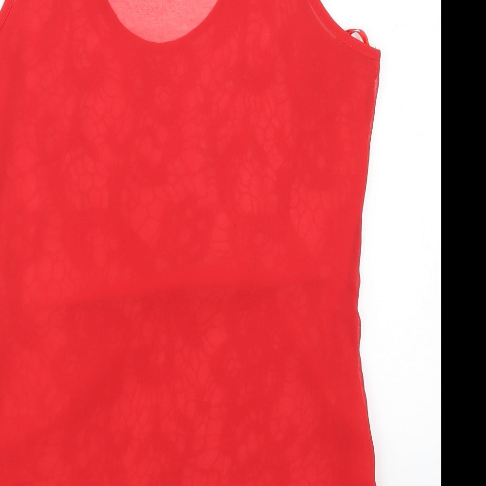 Blue Paris Womens Red Lace Basic Tank Size S
