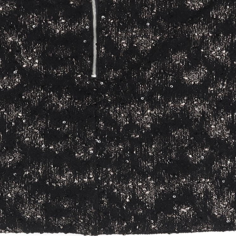 NEXT Womens Black Houndstooth Flare Skirt Size 10