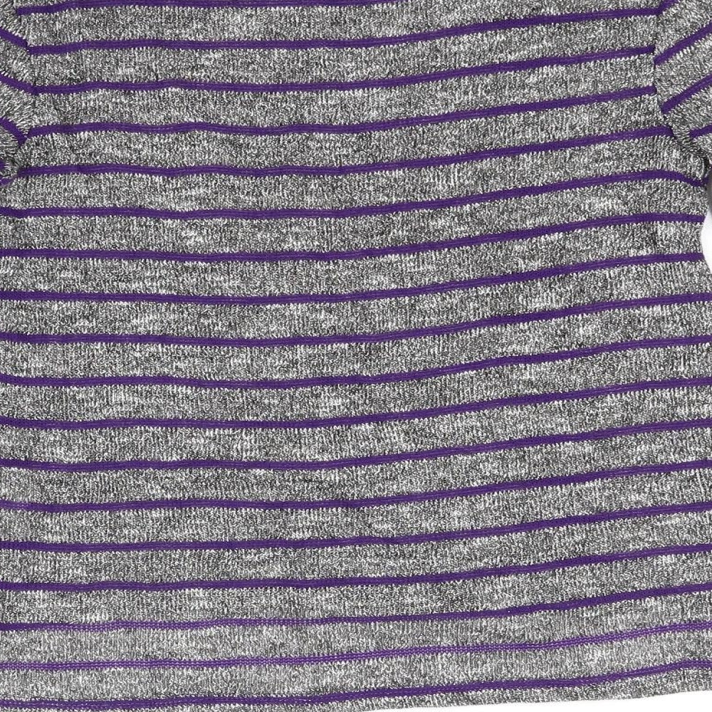 YD Girls Grey Striped Pullover Jumper Size 11-12 Years