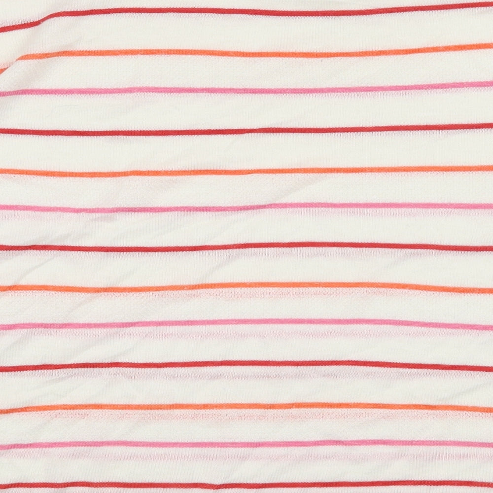Nutmeg Womens White Striped Pullover Jumper Size 10