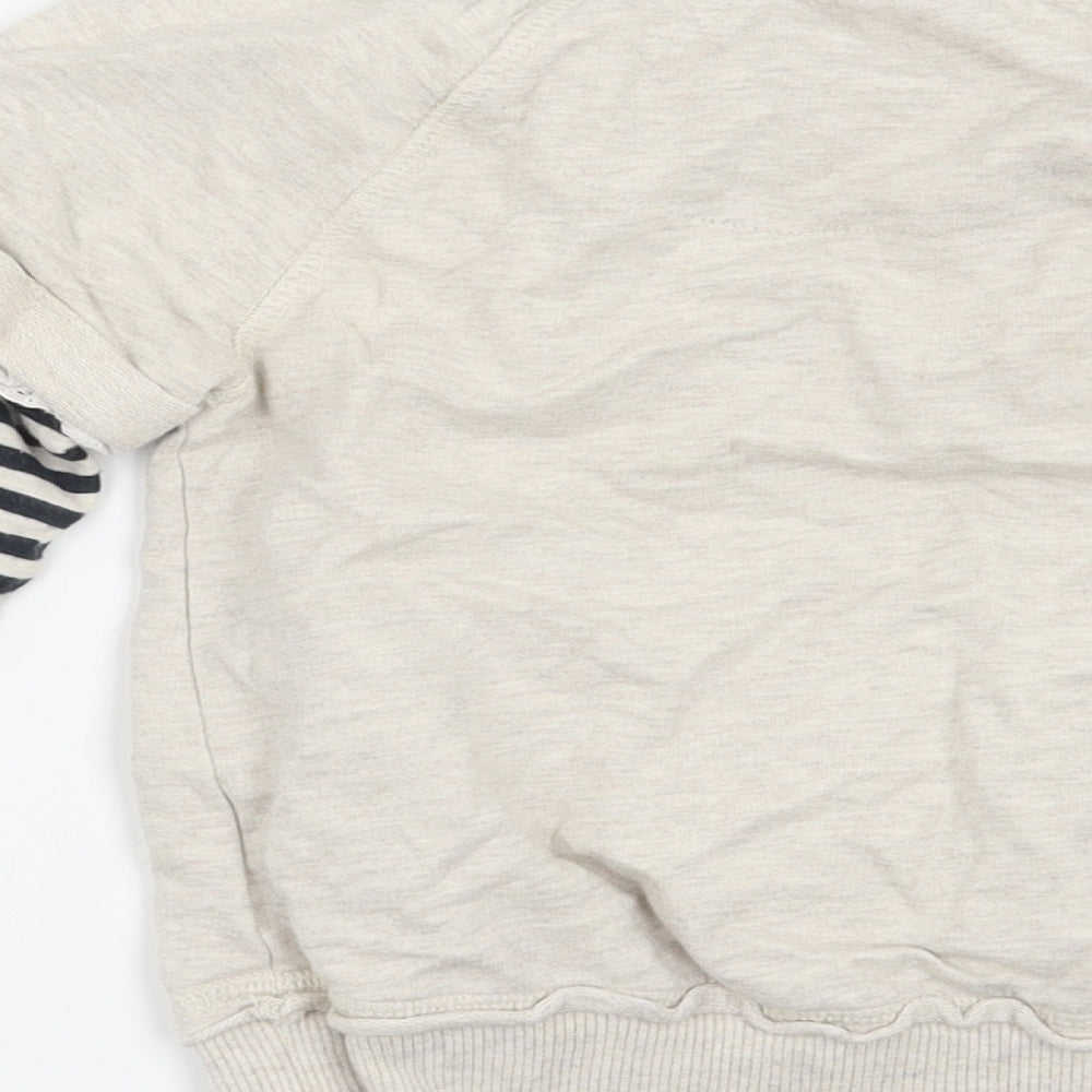 NEXT Girls Beige Striped Pullover Sweatshirt Size 4 Years - What I like , Cats, Pretty Flowers, Penguins