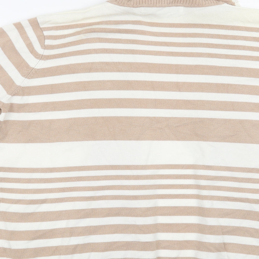 Isle Womens Beige Striped Cardigan Jumper Size 14