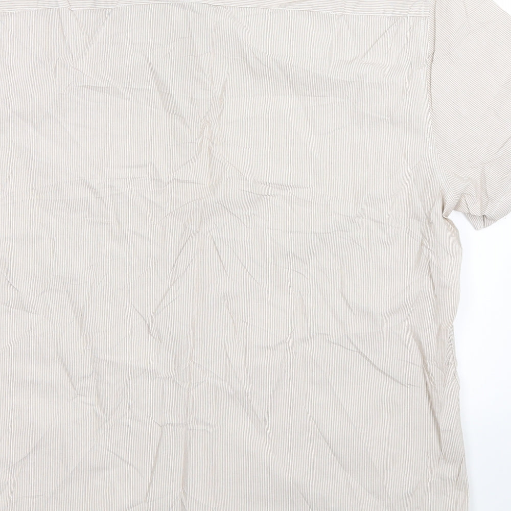 ACW85 Mens Beige Striped Button-Up Size M