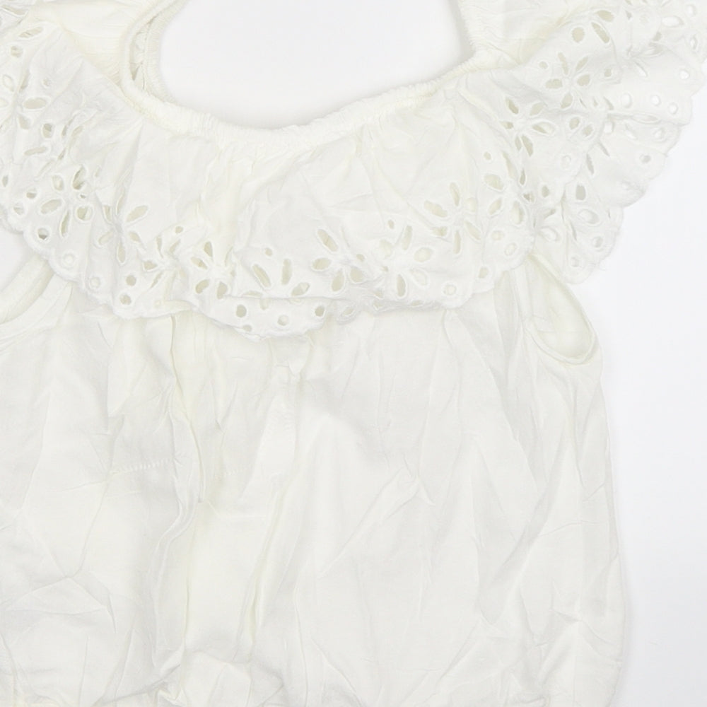 H&M Girls White Basic T-Shirt Size 10-11 Years