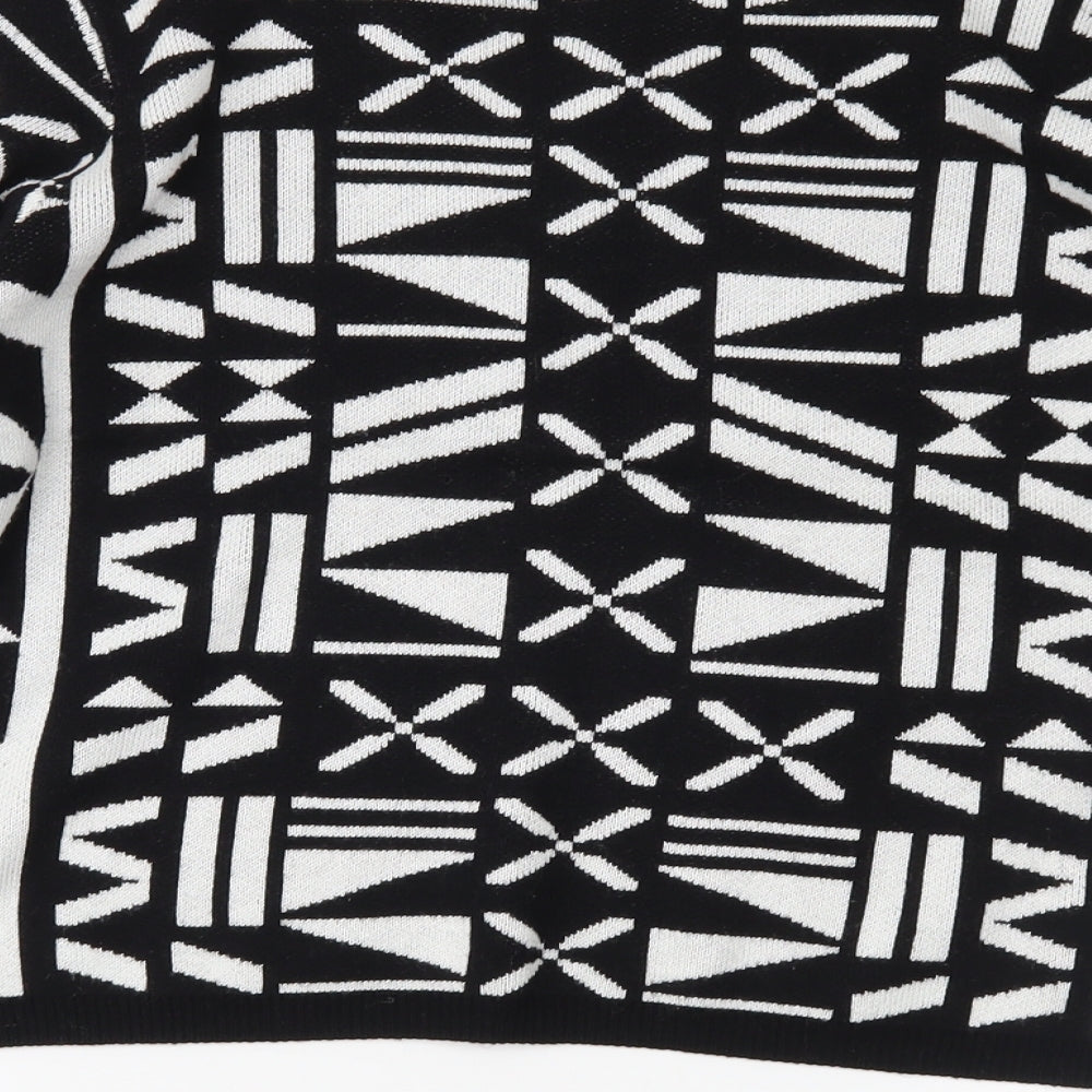 ESMARA Womens Black Geometric Pullover Jumper Size 10