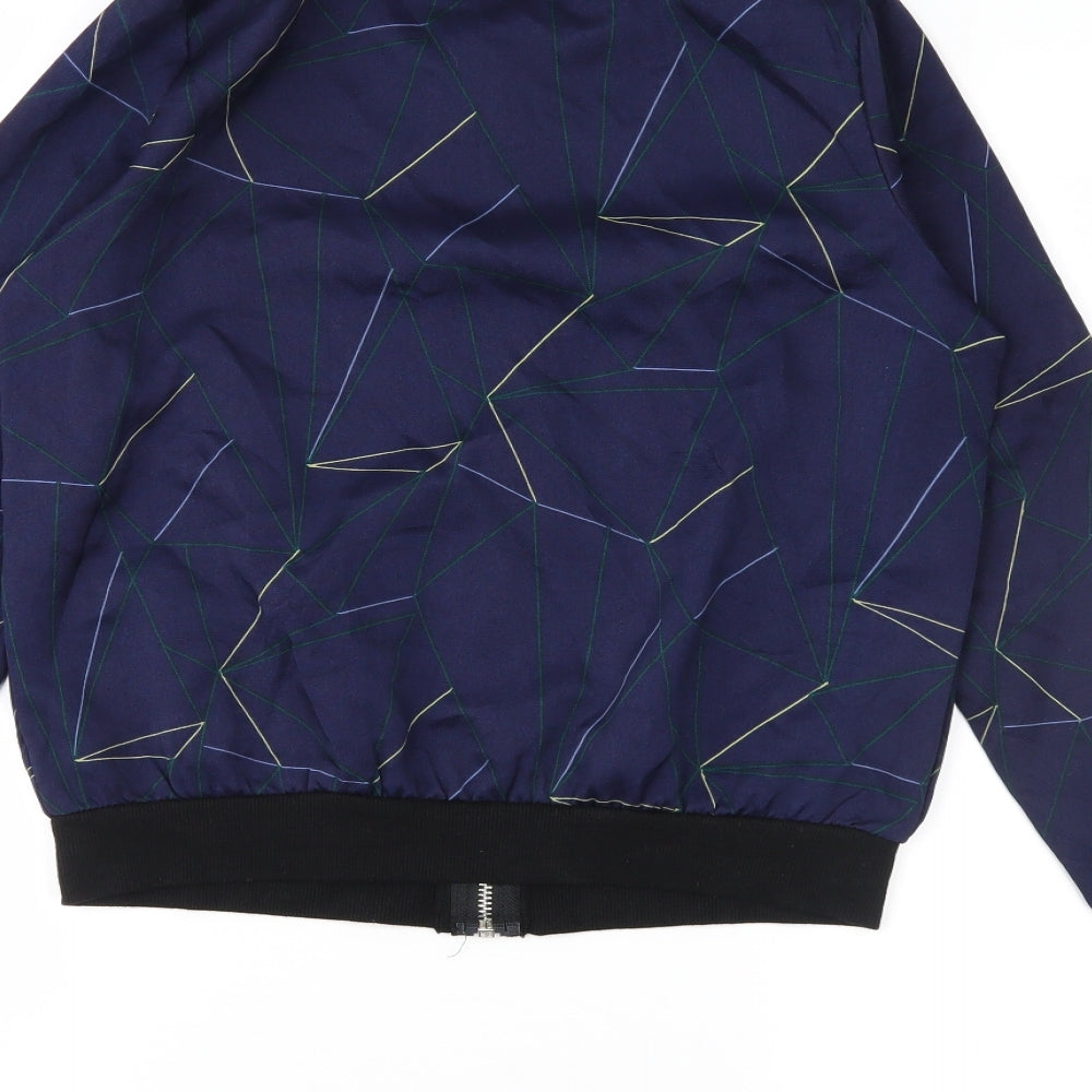 jcl Womens Blue Geometric Varsity Jacket Jacket Size S