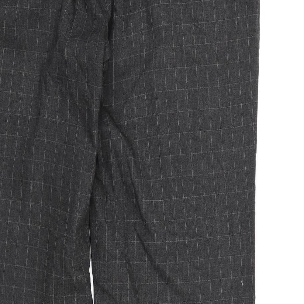 Ventura Mens Grey Check Rayon Dress Pants Trousers L32 in