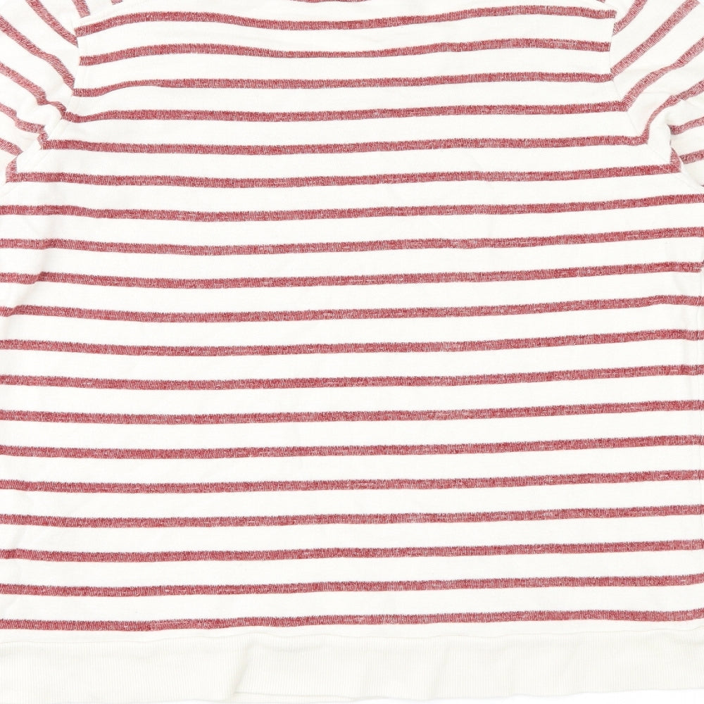 Marks & Spencer Womens White Striped Pullover Jumper Size 14