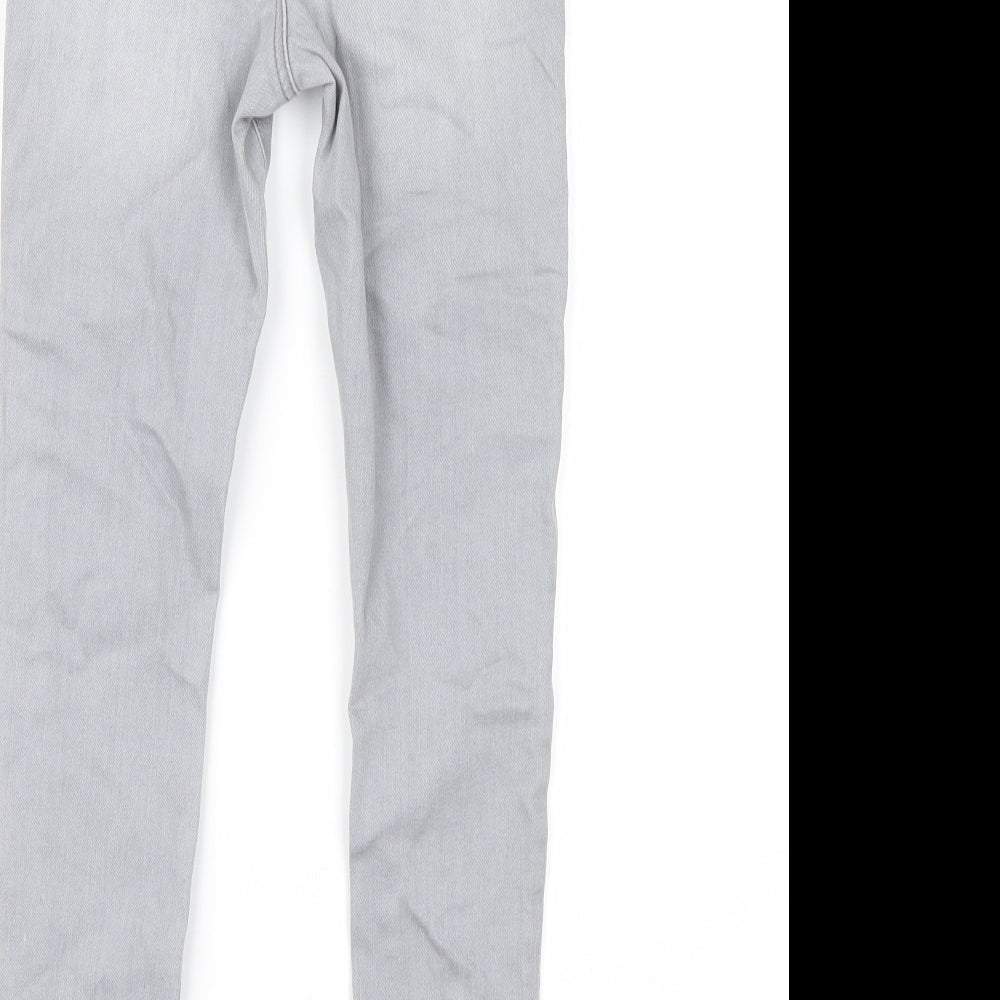 River Island Girls Grey Denim Straight Jeans Size 9 Years - distressed