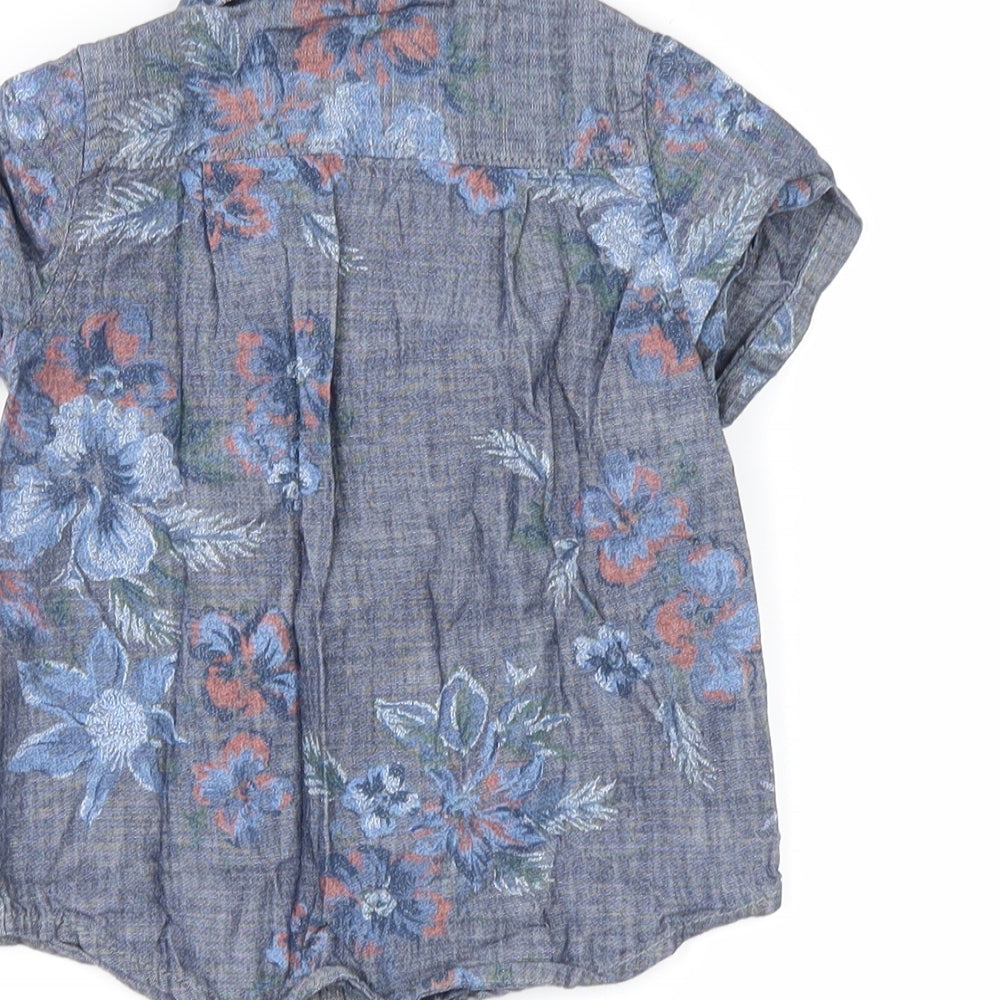 Gap Boys Blue Floral Basic Button-Up Size 12-18 Months