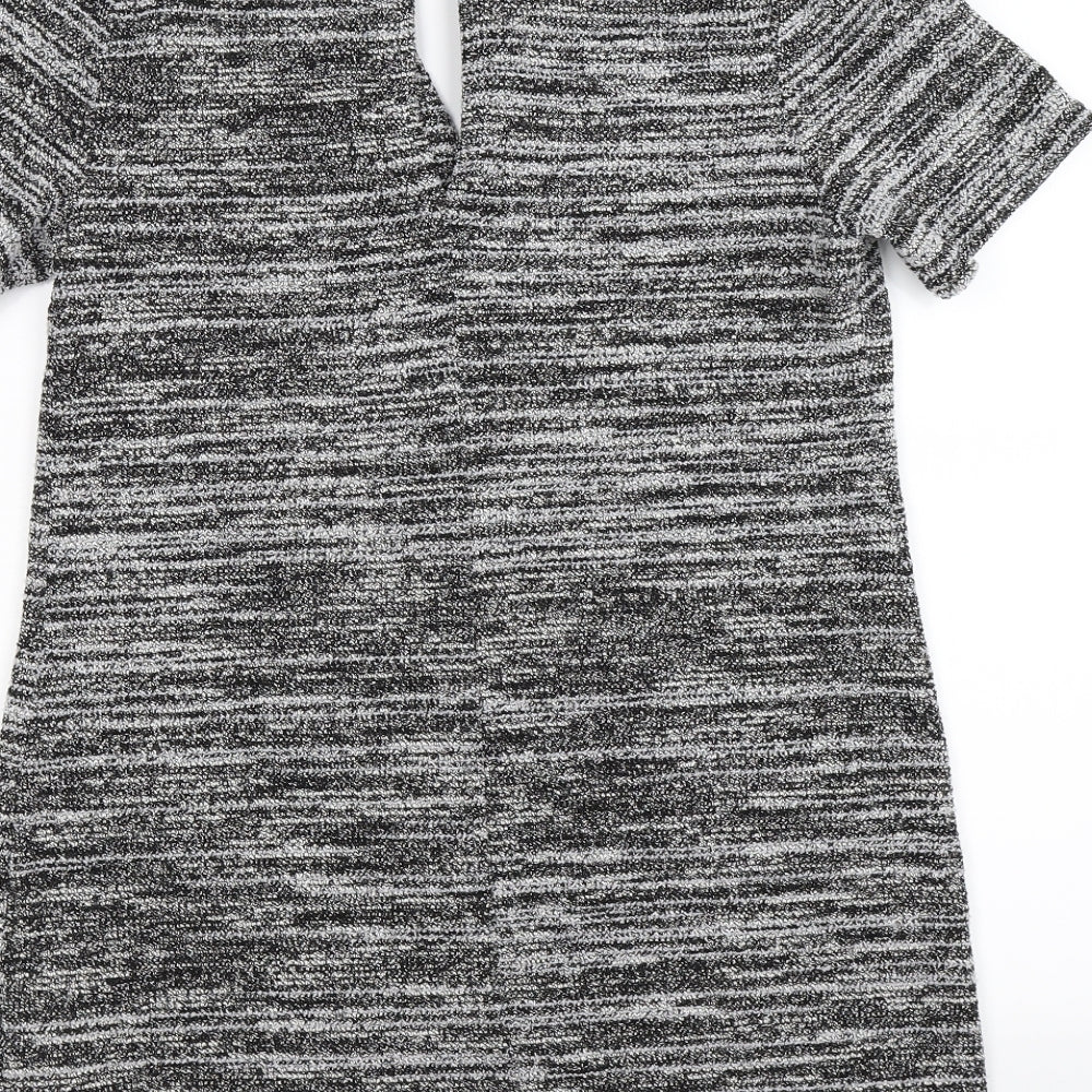 New Look Womens Grey Striped Knit Fit & Flare Size 12
