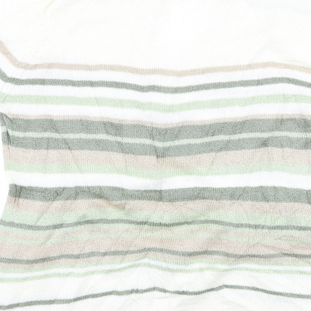 Bonmarché Womens White Striped Basic T-Shirt Size M