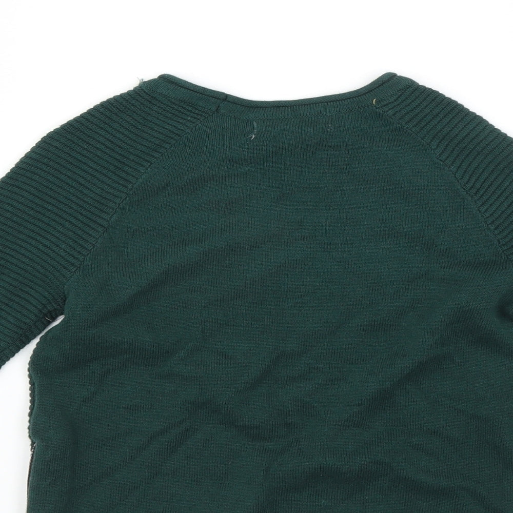 Primark Boys Green Pullover Jumper Size 3-4 Years - zip sides