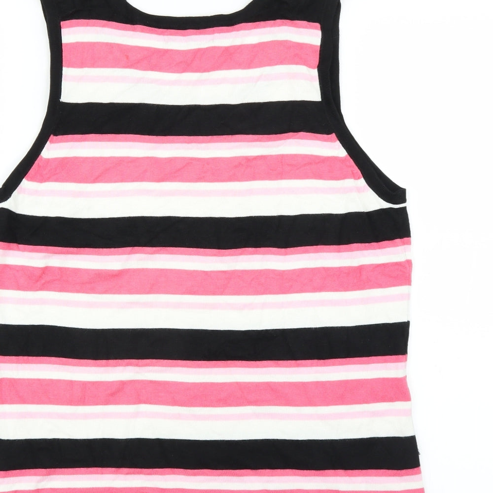 TEXT Womens Pink Striped Pullover Jumper Size L