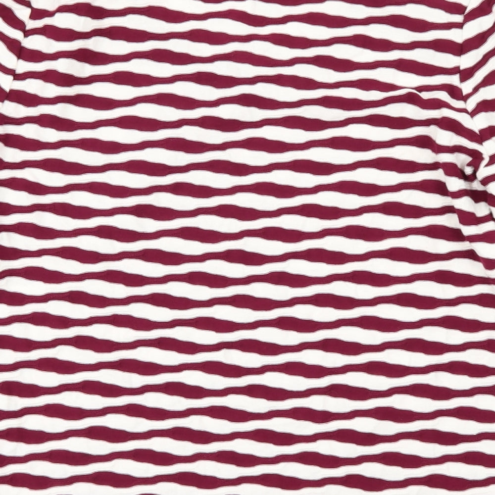 Brand and care label for Dash women’s red striped basic t-shirt, size UK 10