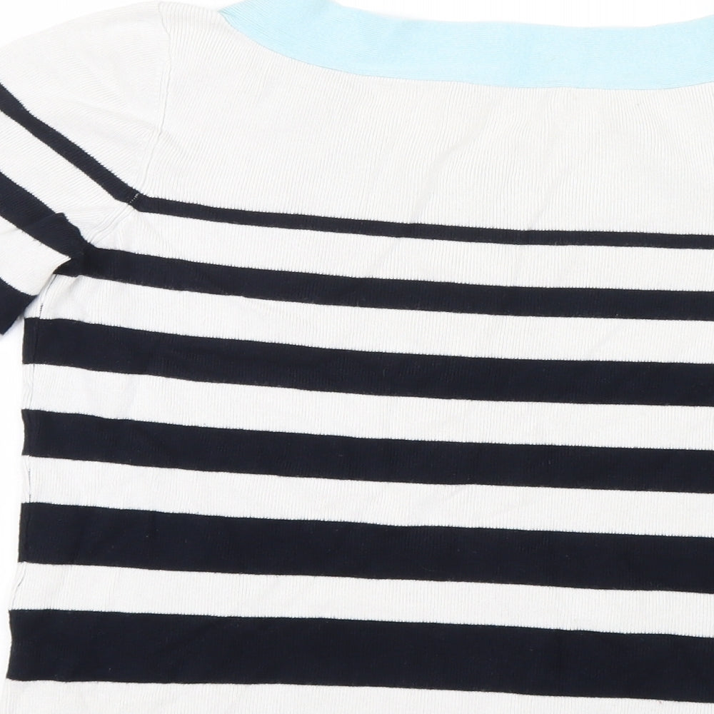 Precis Womens White Striped Knit Pullover Jumper Size M