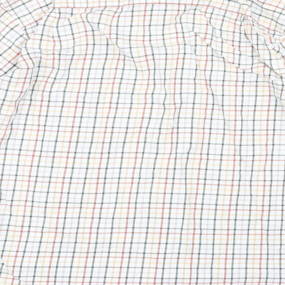 John M. Cotton Mens Green Check Button-Up Size 17