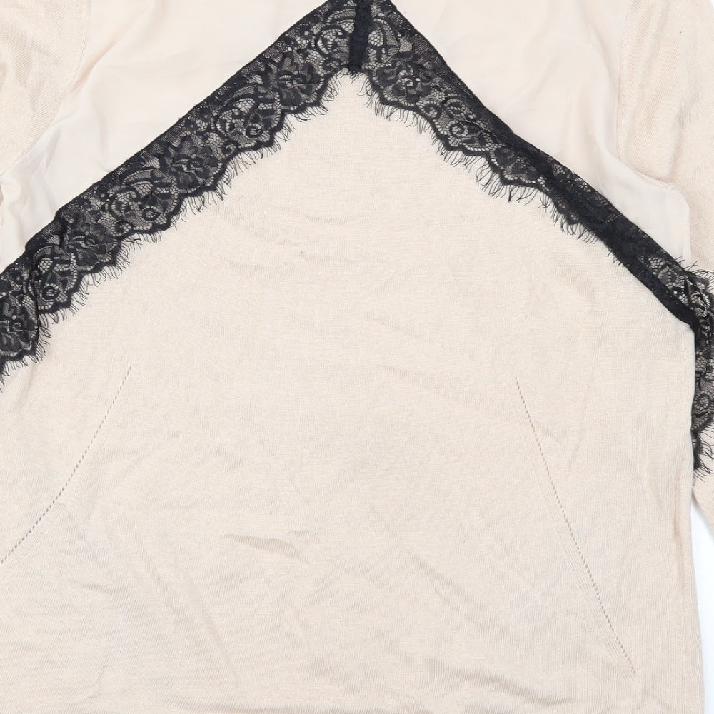 Marks & Spencer Womens Pink Lace Pullover Jumper Size 14