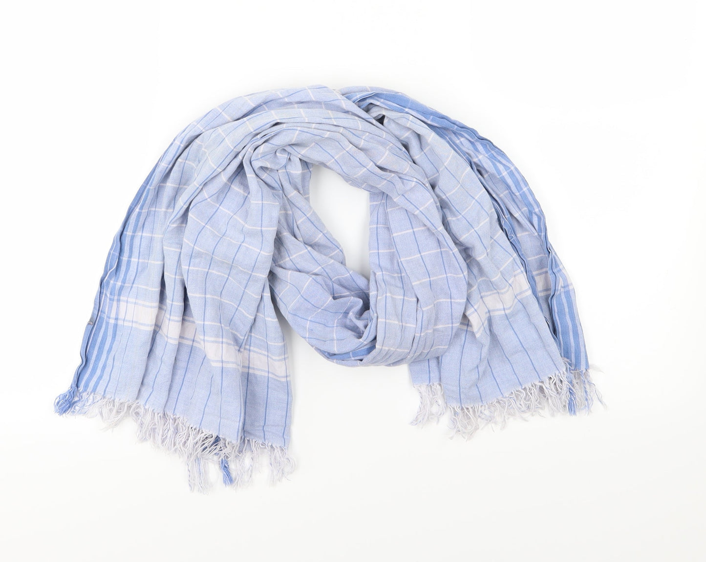 Preworn Womens Blue Striped Scarf
