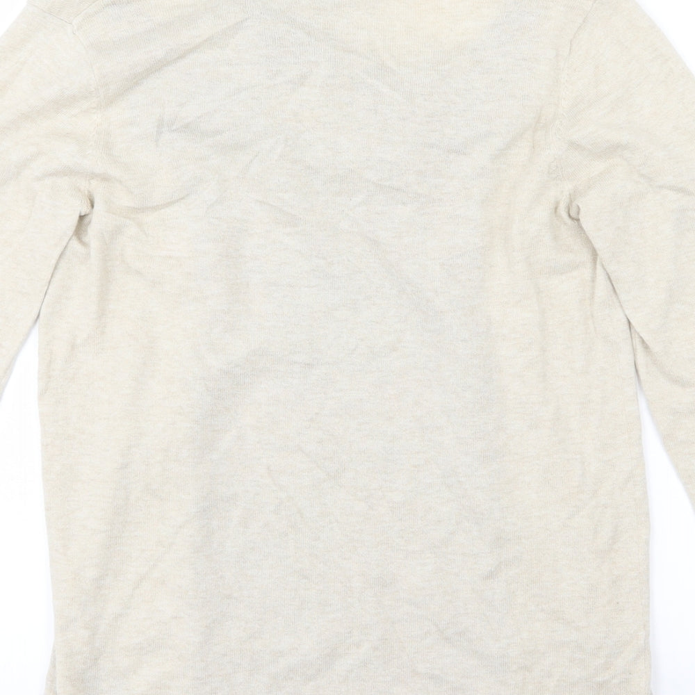 Brand and care label for Next women’s beige floral knit jumper, size UK 6
