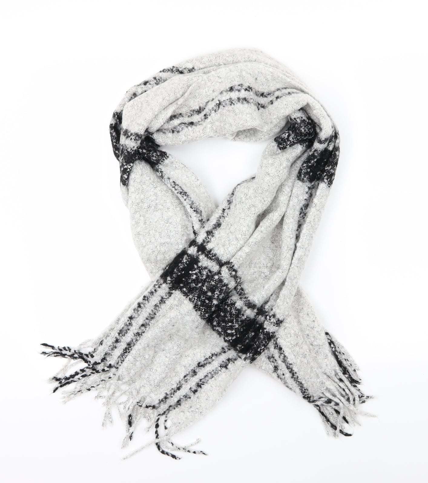 River Island Womens Grey Striped Knit Scarf