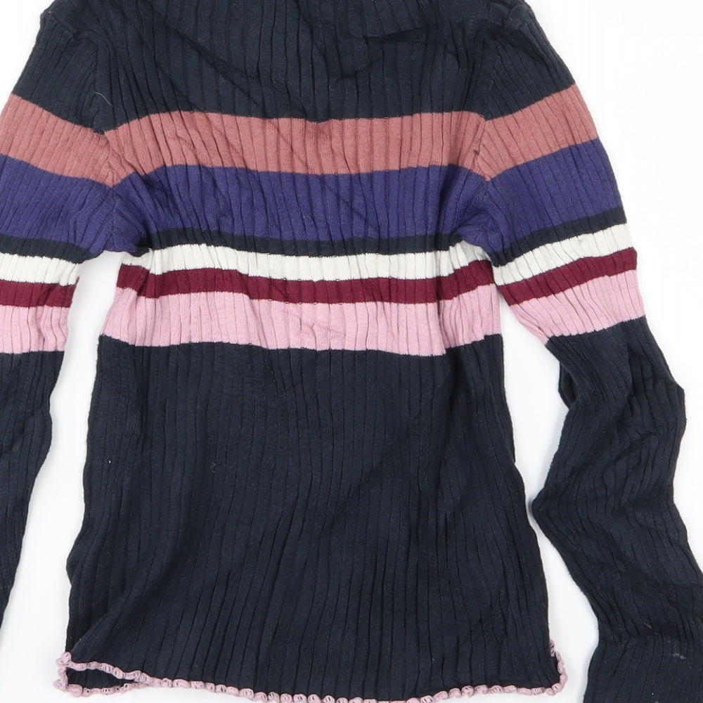 Marks & Spencer Girls Multicoloured Striped Knit Pullover Jumper Size 8-9 Years