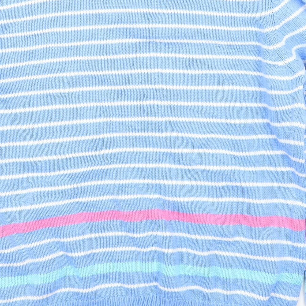 EWM Womens Blue Striped Pullover Jumper Size M