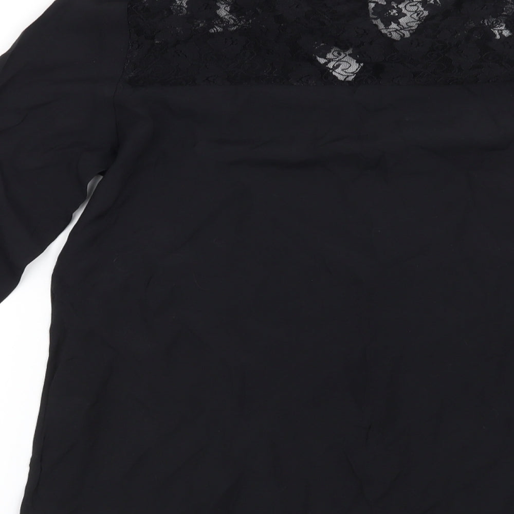 NEXT Womens Black Floral Basic Blouse Size 10