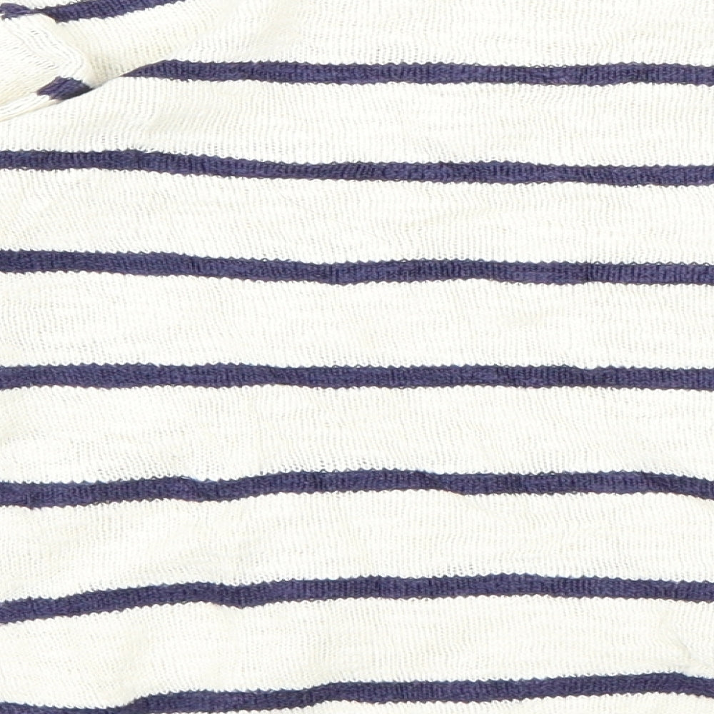 Brand and care label for H&M girls’ white striped jumper, size 8-9, years