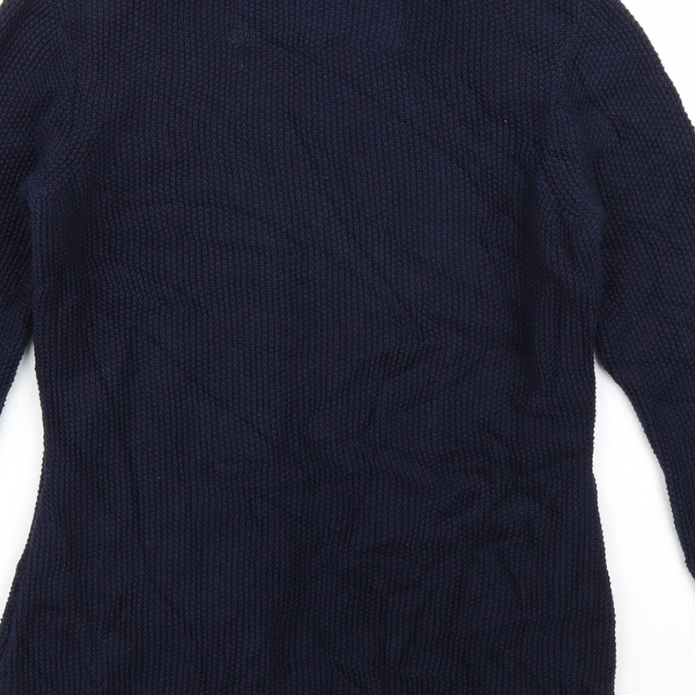 Marks and Spencer Womens Blue Striped Cardigan Jumper Size 8 - Tshirt Underlay