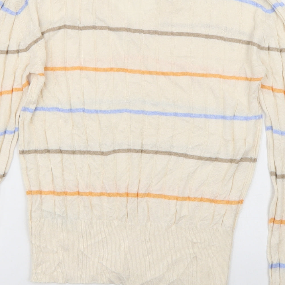 Marks & Spencer Womens Beige Striped Pullover Jumper Size S