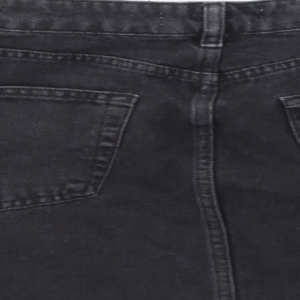 Denim & Co. Womens Black Denim A-Line Skirt Size 10