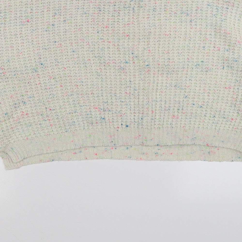 amotpshere Womens Beige Polka Dot Knit Pullover Jumper Size 8 - cropped,