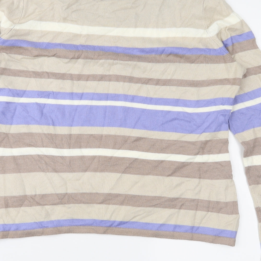 Bonmarché Womens Brown Striped Pullover Jumper Size XS