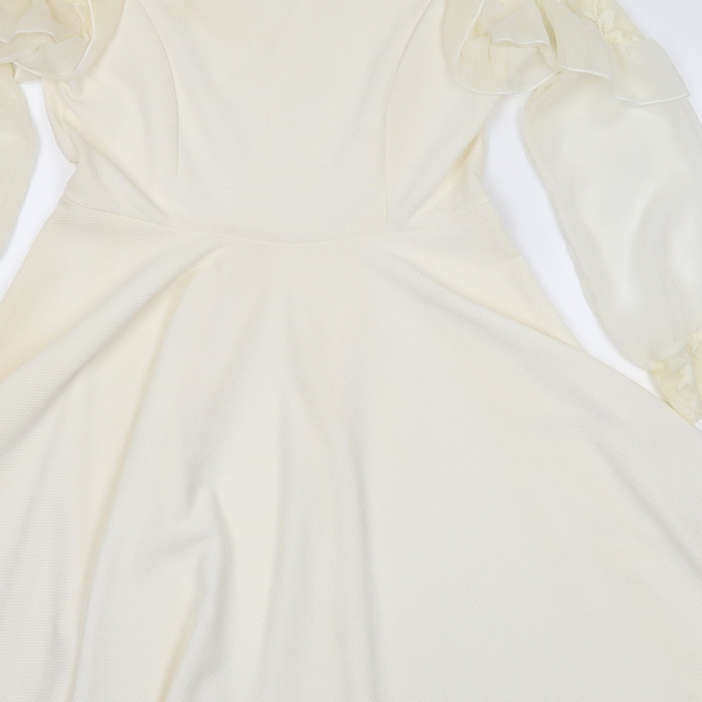 amaya Womens Ivory Skater Dress Size L