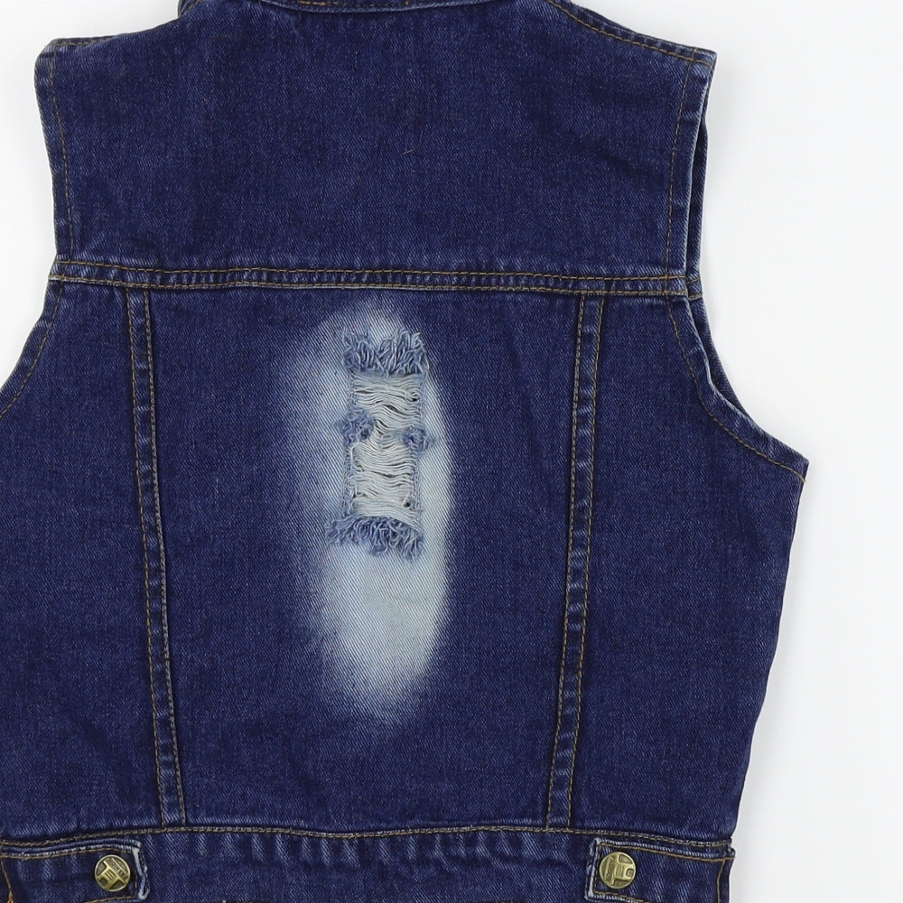 Preworn Girls Blue Jacket Waistcoat Size S - Distressed
