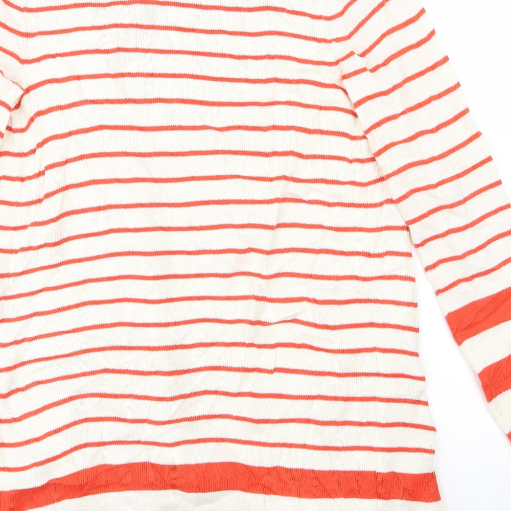 M&S Womens Red Striped Cardigan Jumper Size S