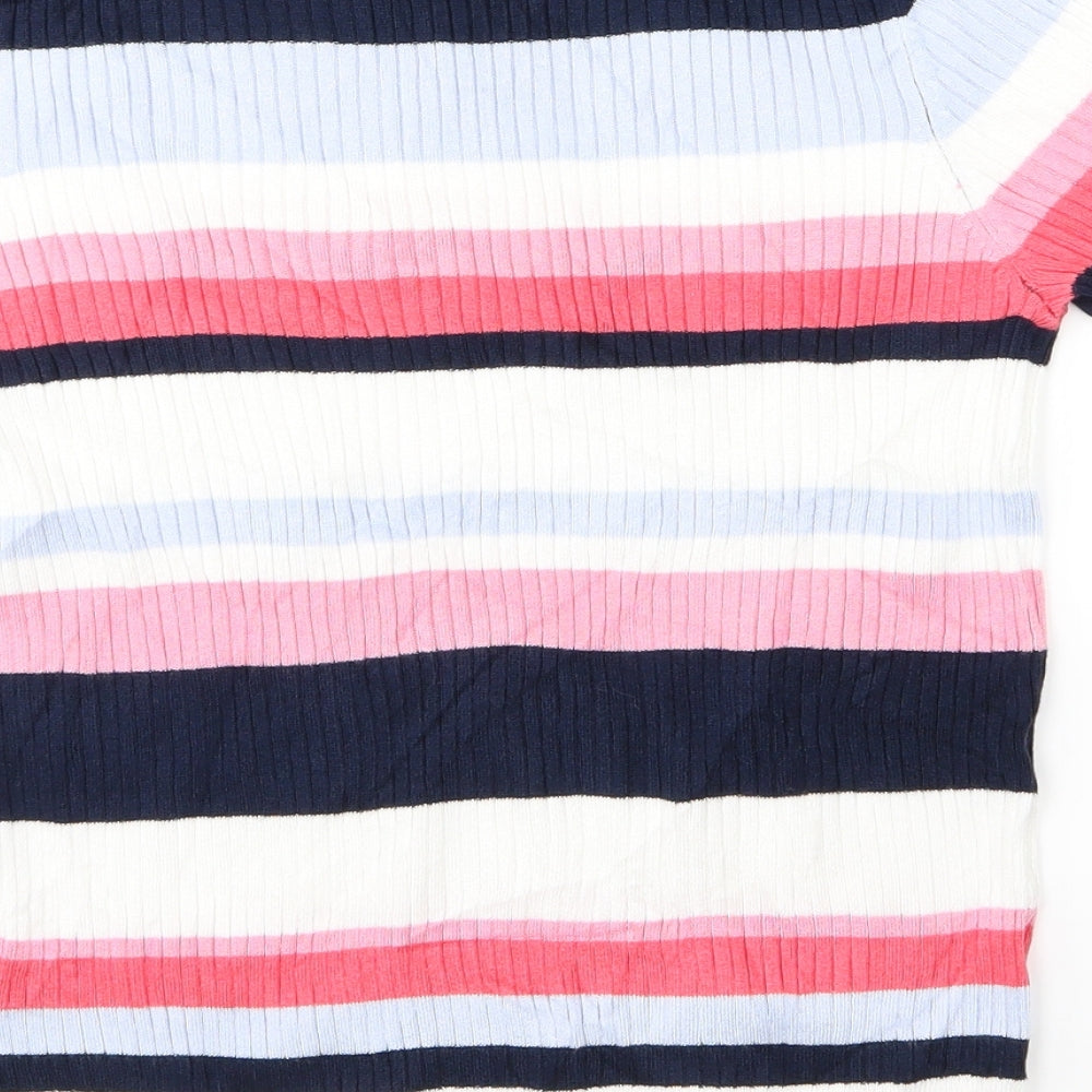 M&S Womens Pink Striped Pullover Jumper Size 12