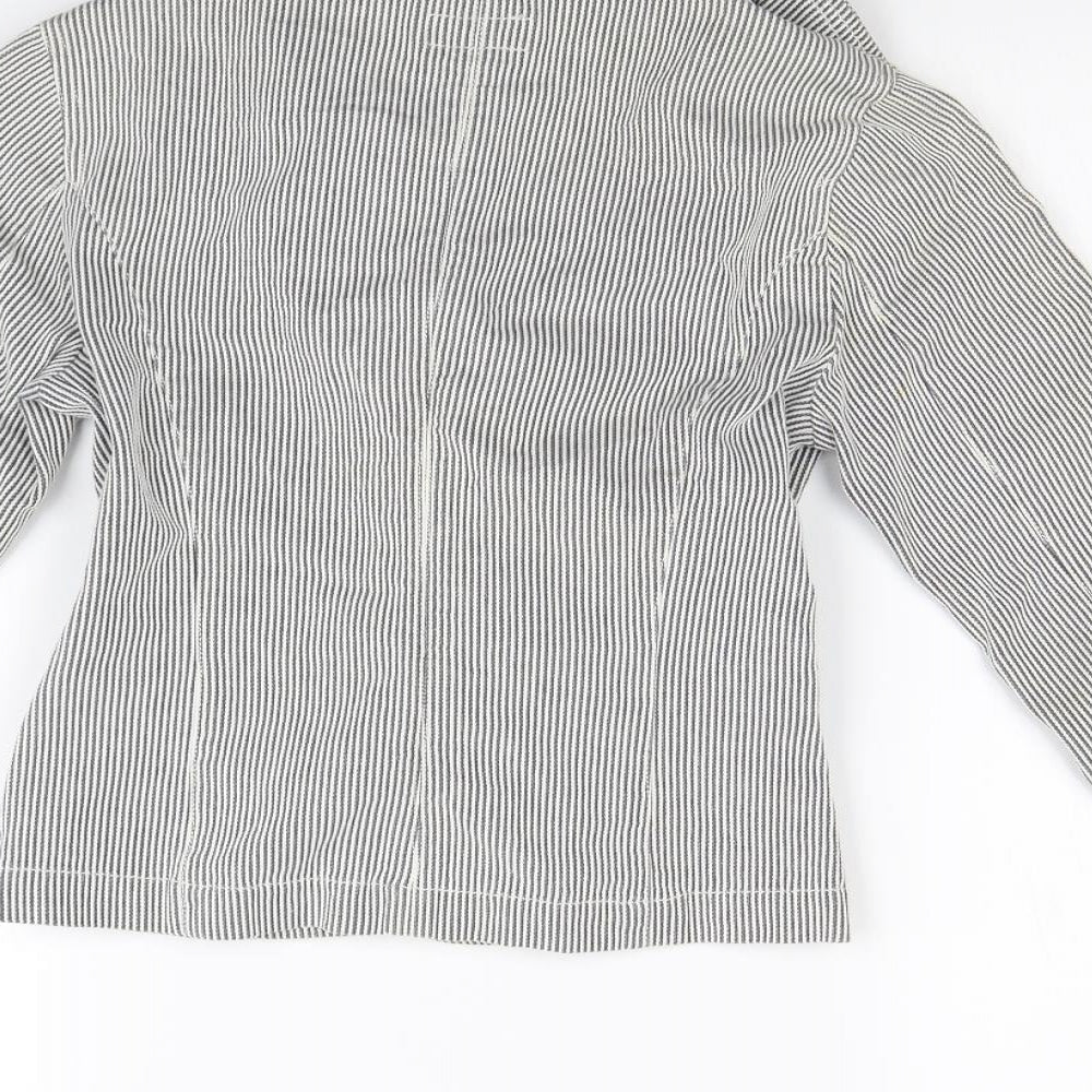 Moto Womens Blue Striped Jacket Size 8