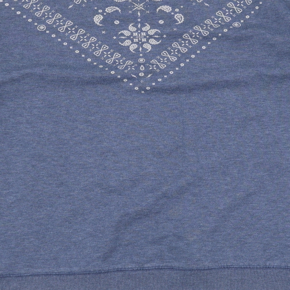 FLY53 Mens Blue Paisley Pullover Sweatshirt Size XL