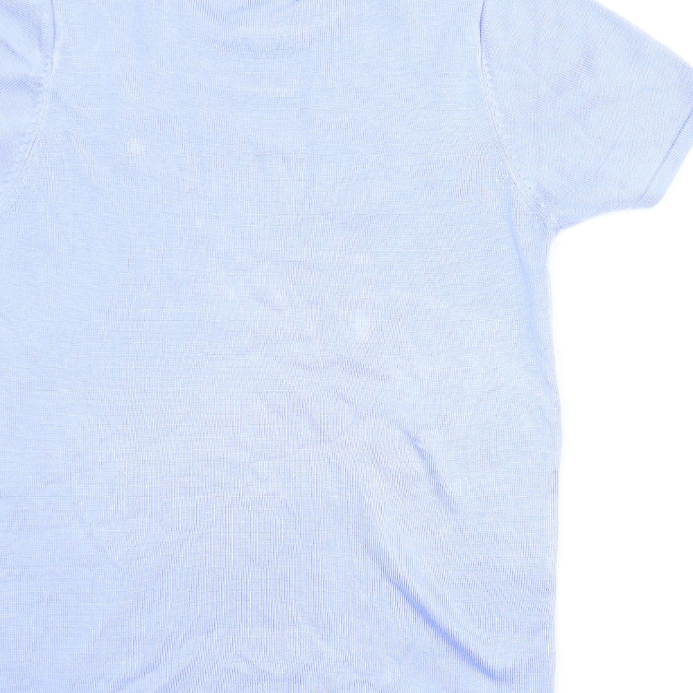 Casamia Womens Blue Floral Basic Blouse Size S