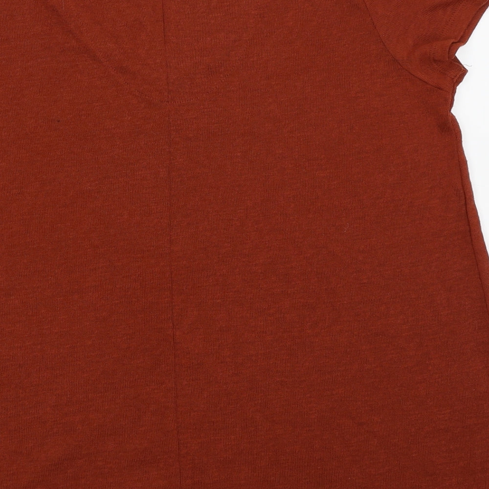 TU Womens Red Houndstooth Basic T-Shirt Size 12