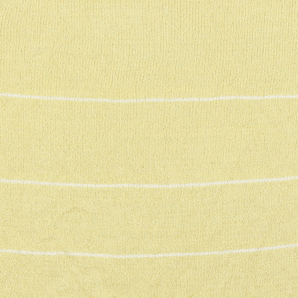 Bonmarché Womens Yellow Striped Basic T-Shirt Size M