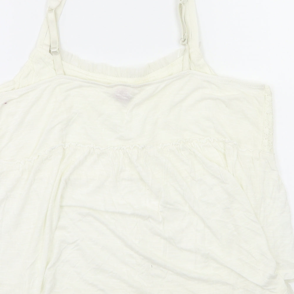 FLAMER Womens Ivory Floral Basic T-Shirt Size 14